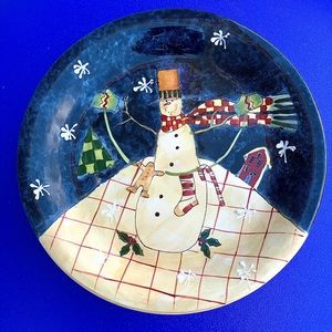 COPY - Large Snowflake Snowman CERTIFIED INTERNATIONAL Susan Winget Dinner Plate